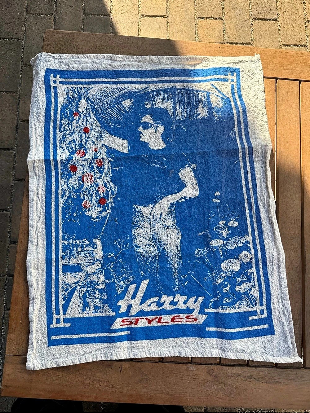 Harry Styles Blue & White Graphic Tea Towel
